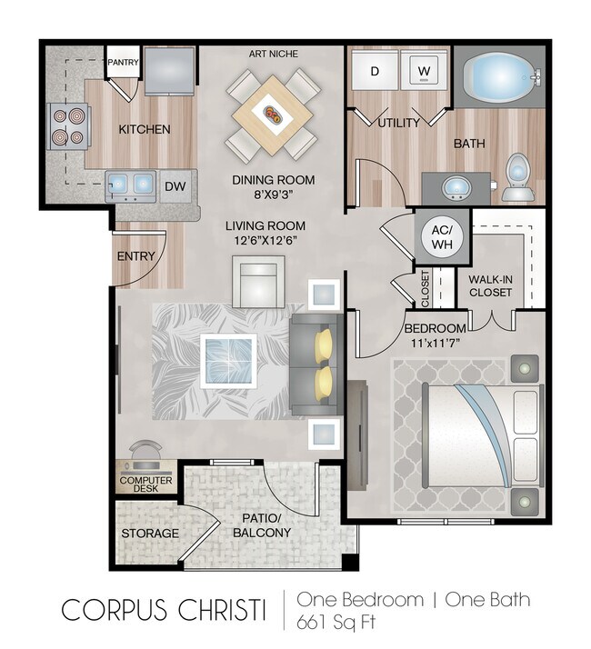 1 Bed • 1 Bath 1436 floor plan